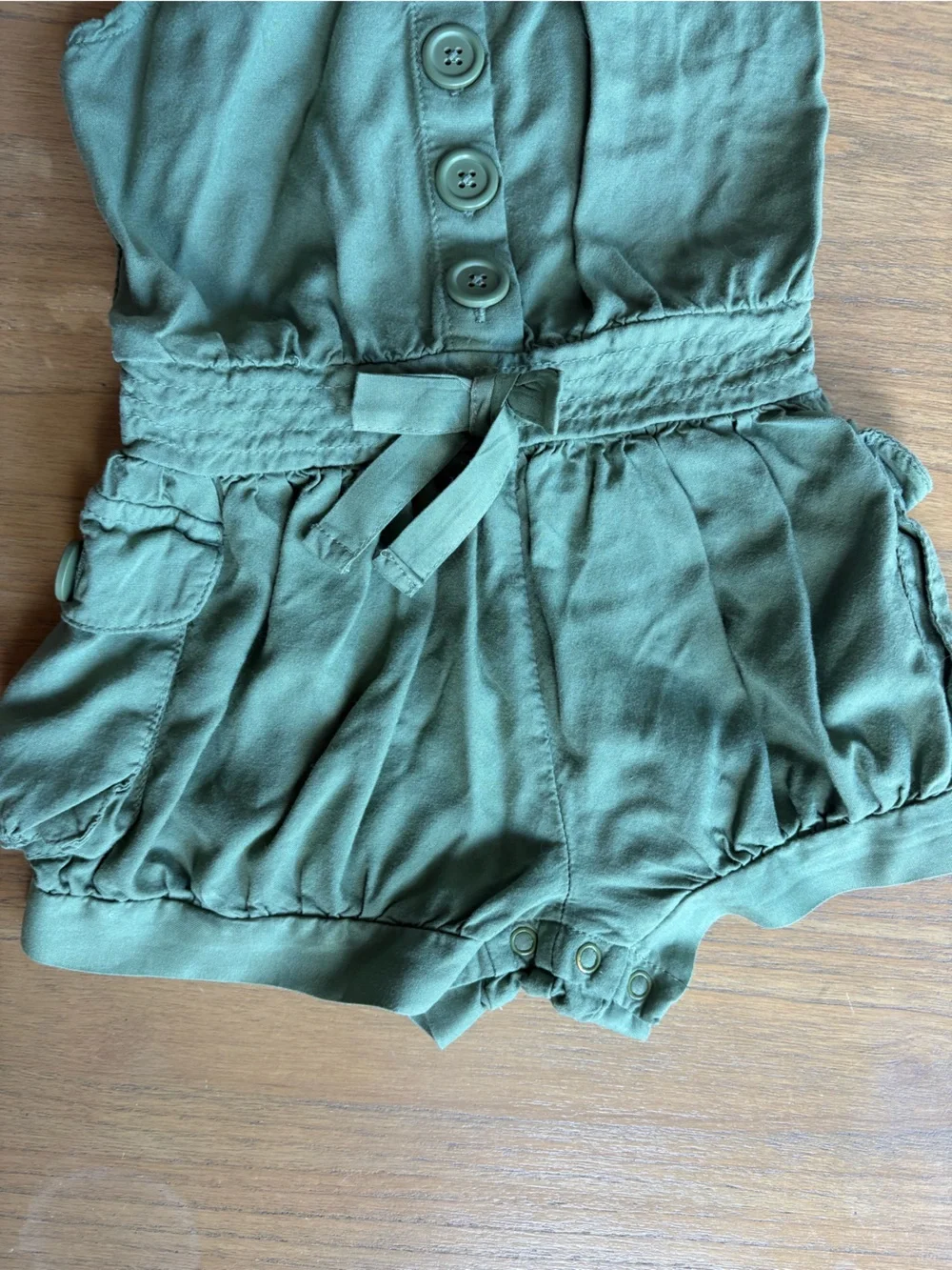 OshKosh B'gosh Olive Green Button-Front Sleeveless Utility Romper